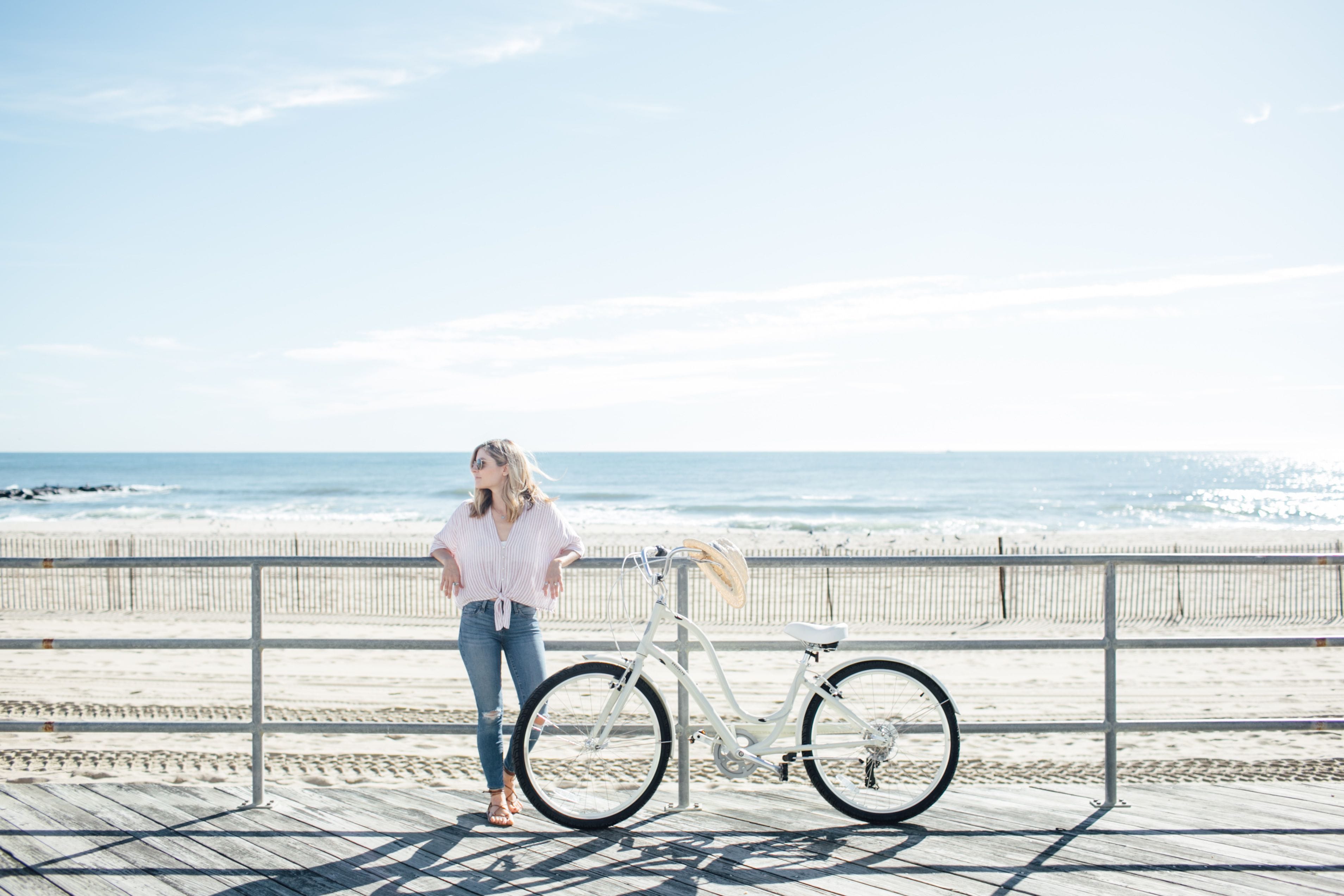 bike riding on the beach