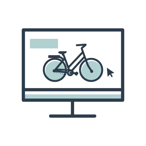Bike on computer screen icon