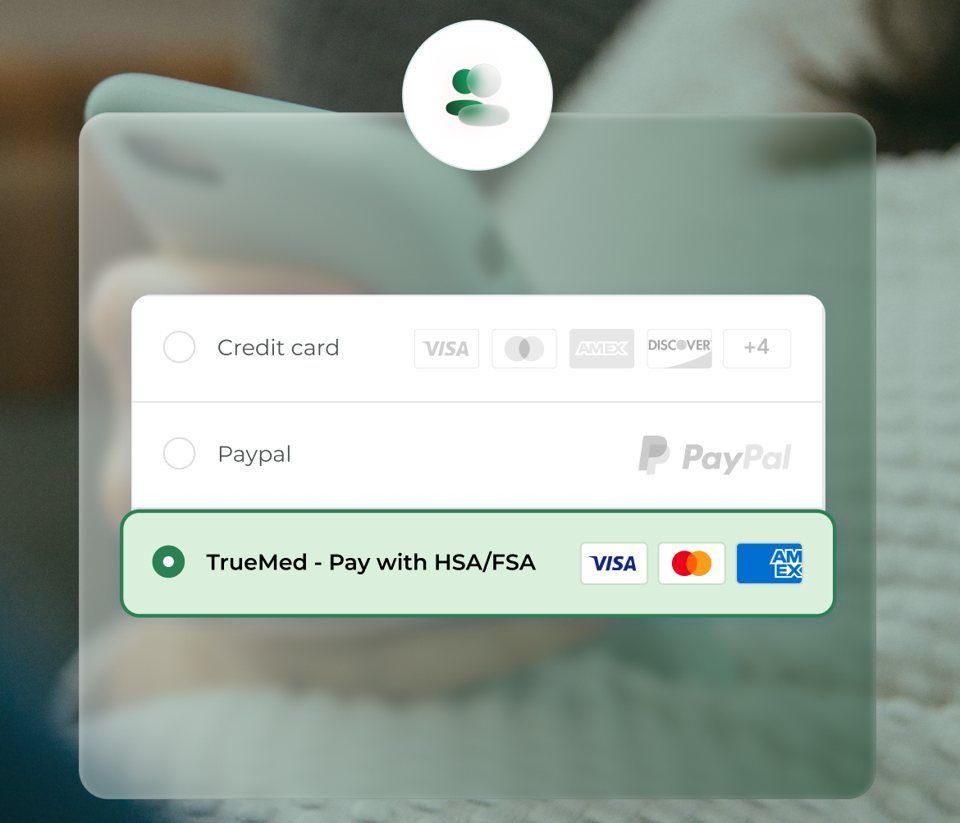 A Brooklyn Bicycle Co. checkout screen with Truemed, Pay with HSA/FSA selected as the payment method
