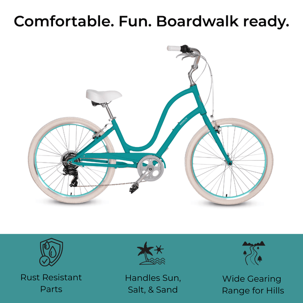 Brighton 7 Speed Cruiser Cruiser Bike, 7-Speed - Brighton | Brooklyn Bicycle Co. Sea Glass 7D-CRU-SG-W